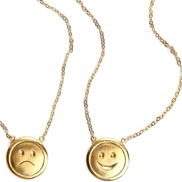 Doublesided Smiley Face x Sad Face Necklace