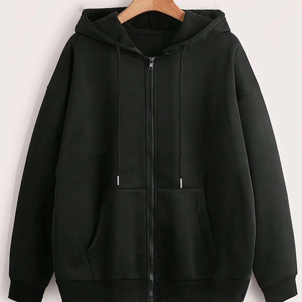Women'S Chic White Zip Hoodie - Casual Geometric Pattern Polyester Sweatshirt, Machine Wash And Dry Clean, Sweater Hoodie