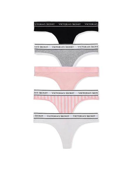 5-Pack Logo Cotton Thong Panties