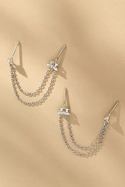 Ettika Double Piercing Chain Dangle Earrings