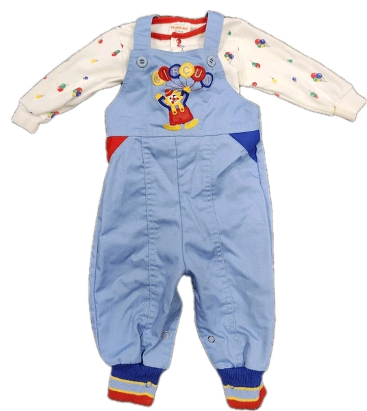 Vtg 80s Baby Circus Overalls With Matching Shirt Sz 12 Months EXCELLENT Shape