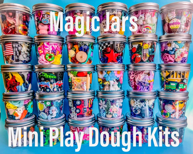 MAGIC Play dough Jars, Play dough kit,Kids Party Favors, Goodie Bags,Birthday Party Favors, Playdoh, Birthday gift for kids, girls boys gift