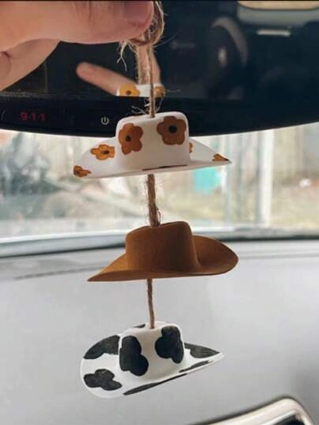1pc Car Rearview Mirror Cute And Compact Hat Car Rearview Mirror Decoration