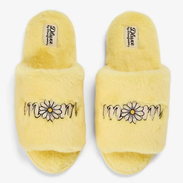 dluxe by Dearfoams Women's Mother's Day Mommy Single Band Slide - Yellow