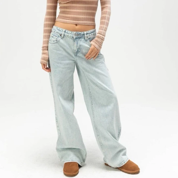 RSQ Womens Low Rise Baggy Jeans - Light Wash - Size: 31