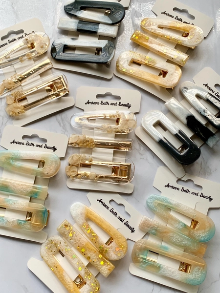 Handmade Resin Hair Clip Barrettes - 3 Piece Set - Alligator Clip
