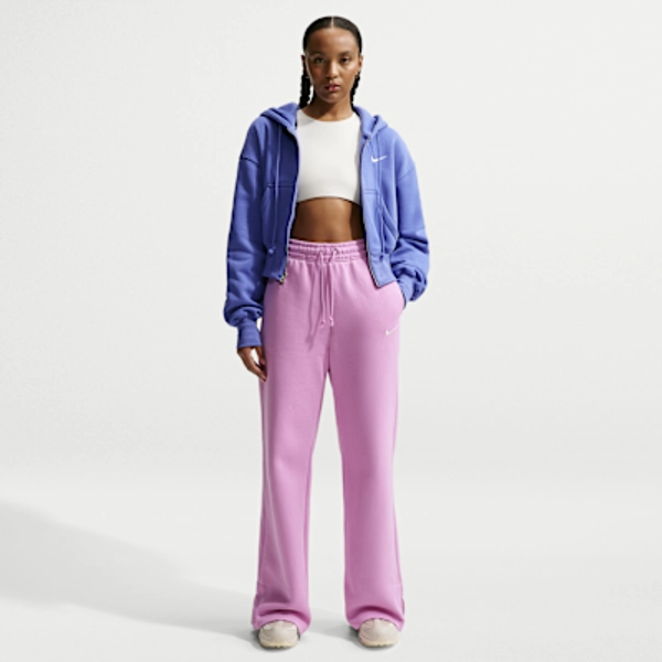 Nike Sportswear Phoenix Fleece Women's High-Waisted Wide-Leg Pants - Light Magenta/Sail - Size XS