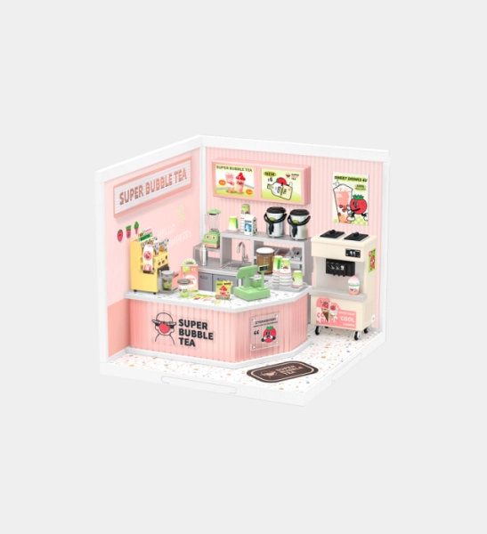 Rolife Double Joy Bubble Tea Plastic DIY Miniature Dollhouse Kit 