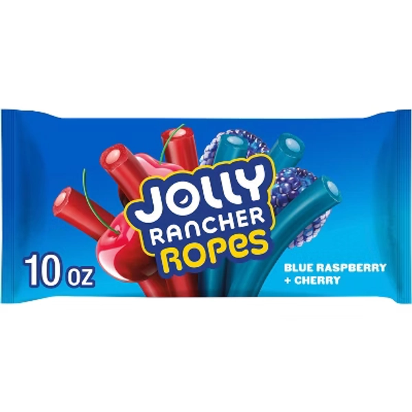 Jolly Rancher Ropes Blue Raspberry and Cherry Flavored Candy Laydown Bag - 10oz