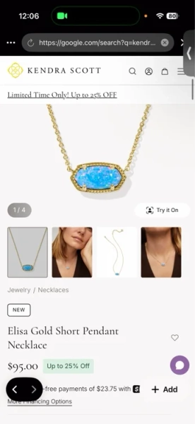 Elisa Gold Short Pendant Necklace