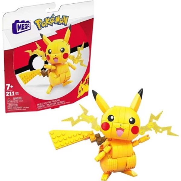 MEGA Pokemon Building Toy Kit Pikachu (211 Pieces) Action Figure 4 Inches Tall