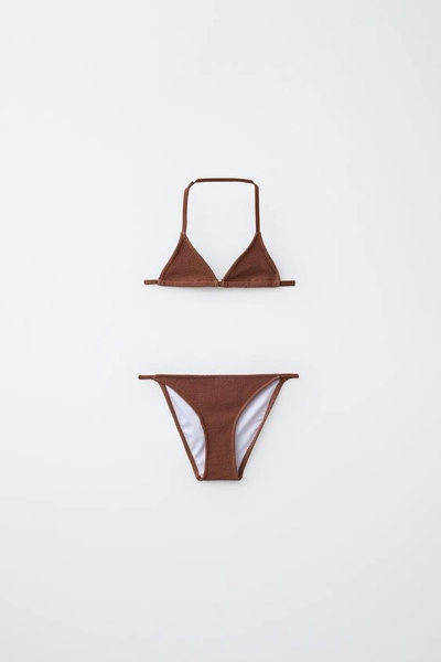 AGES 6-14 RIBBED TRIANGLE BIKINI - Brown - 6-7 years (47,2 INCHES)