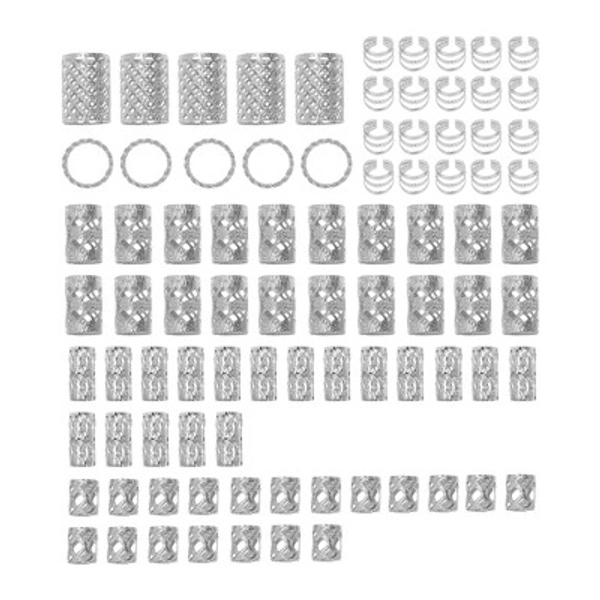 Unique Bargains Christmas Hollow Hair Cuffs Dreadlock 90 Pcs Silver Tone