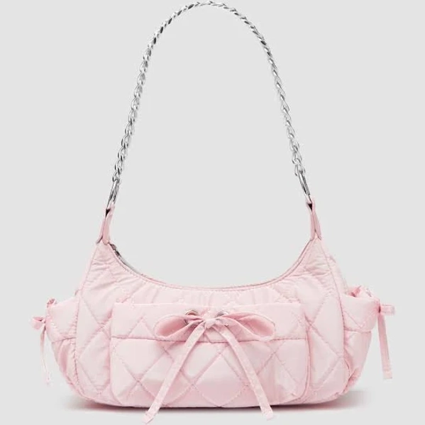 Women's Faux Leather Bowknot Quilted Shoulder Bag