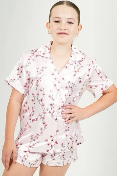 Cherry Blossom Satin Pajama Set