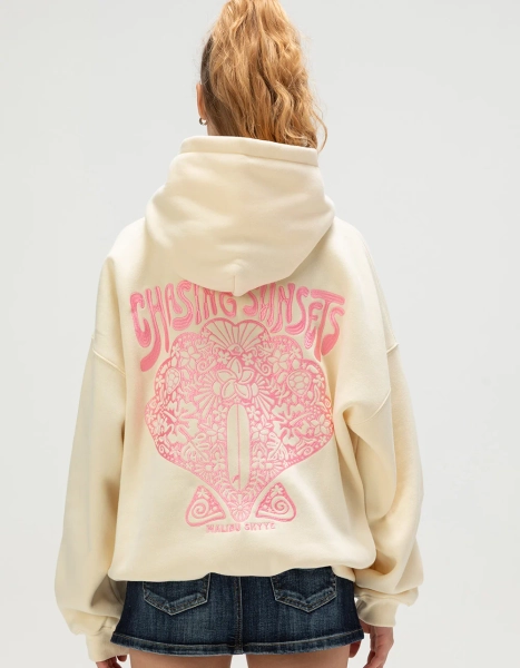 MALIBU SKYYE Chasing Sunsets Embroidered Womens Hoodie - YELLOW