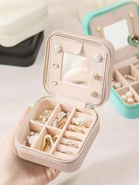 1 Portable Jewelry Box With Mirror Travel Jewelry Storage Box Ins Style Multi-Functional Jewelry Box Anti-Oxidation Large Capacity Jewelry Organizer Box Suitable For Earrings Earrings Rings Necklaces Pendants Lipsticks And Other Accessories And Beauty Tools Receive Valentine's Day Gifts For Women Gifts For Mother's Day Gifts Makeup Travel Toiletry Organizer Essentials Gifts Storage Zipper Accessories Nail,Makeup Bag,Make Up Bag,Makeup Bags,Cosmetic Bag,Makeup Organiser,Travel,Makeup Pouch,Bag,Vanity,Make Up Pouch,Travel Essentials,Pouch Bag,Make Up Bags,Bags,Travel Essential,Vanity Accessories,Small Makeup Bag,Makeup Pouch,Cosmetic Bag,Travel Essential,Large Capacity,Large Makeup Bag,Christmas Gifts,Pouch,Travel,Gifts For Women,Women's Necessaire,Travel Essential,Pouch,Clutch / Small Handbag,Necessaire,Makeup Organizer,Makeup Organize,Pouch,Brush Holder,Mini Pouch,Large Capacity Pouch