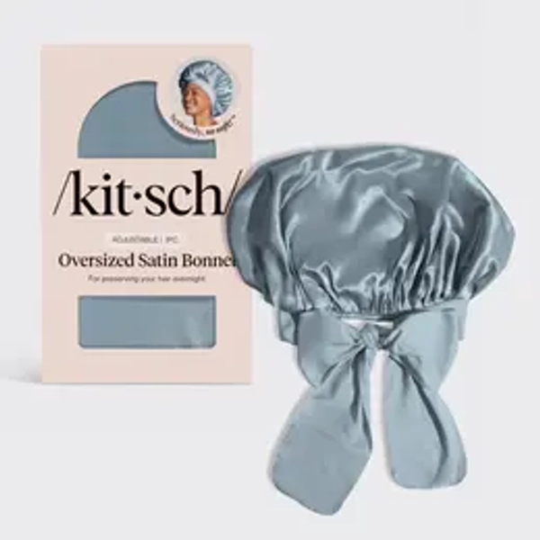 📌 Kitsch Adjustable Oversized Satin Bonnet- Haze Blue