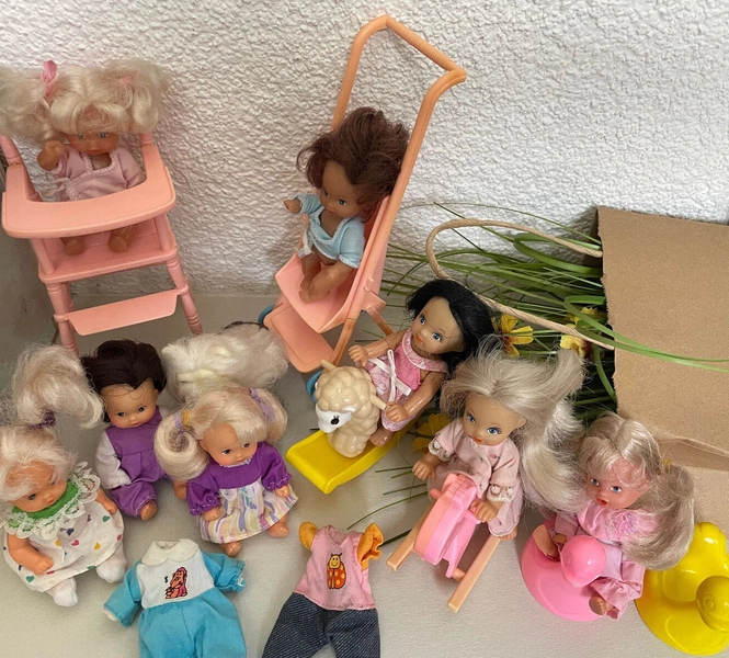 Vintage Simba Baby Family Girl 80s : Simba Lamb City Toys Twins High Chair Buggy