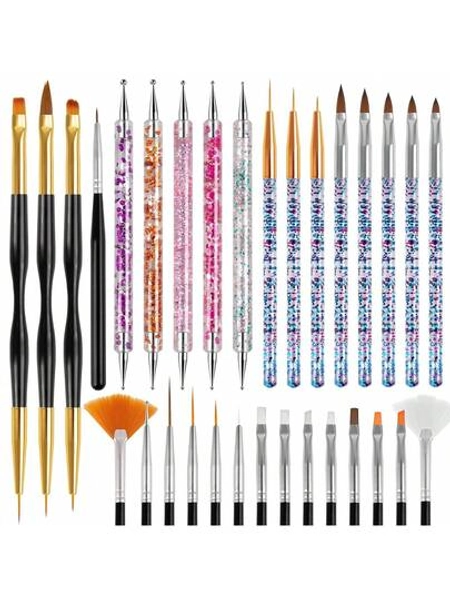 31pcs Nail Art Brushes,Acrylic Nail Brush,Nail Brushes For Nail Art,Nail Art Dotting Tool Set,Nail Art Liner Brush,Nail Dust Brush,Nail Drawing Pens For Beginners And Salon Home Use