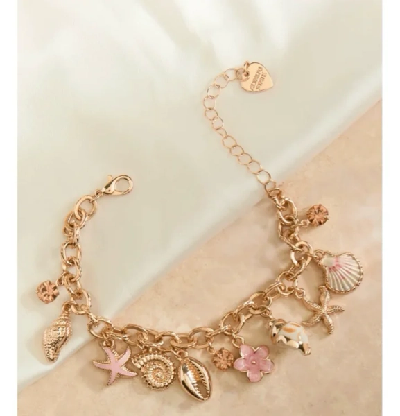 Pink Shell Charm Bracelet