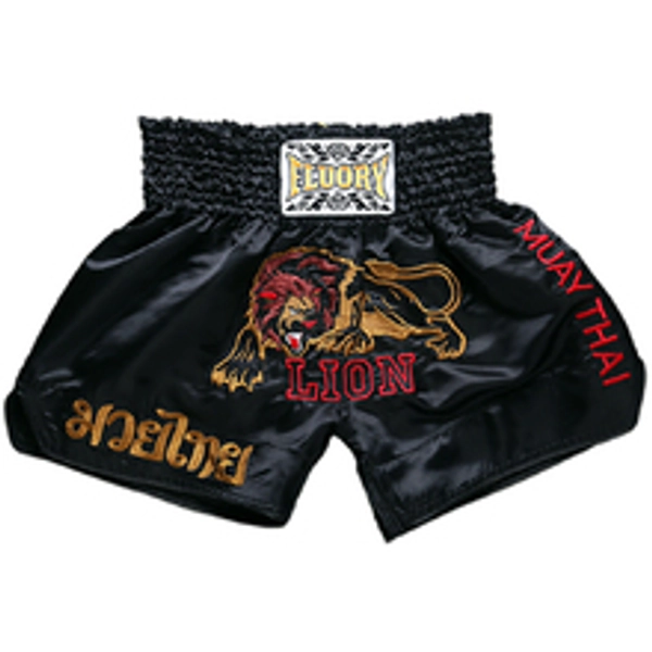 Fluory Lion Black Muay Thai Shorts
