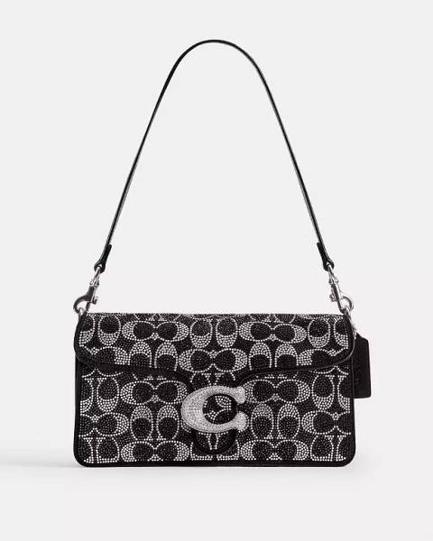Silver/Black Tabby Shoulder Bag 26 With Signature Beading