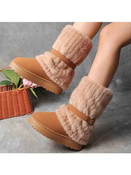 Plush And Thickened Warm Autumn And Winter Outdoor Versatile Casual Thick-Soled Height-Enhancing Small Stature Outdoor Cotton Shoes Short Tube Snow Boots