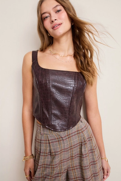 Emma Faux Leather Corset Top