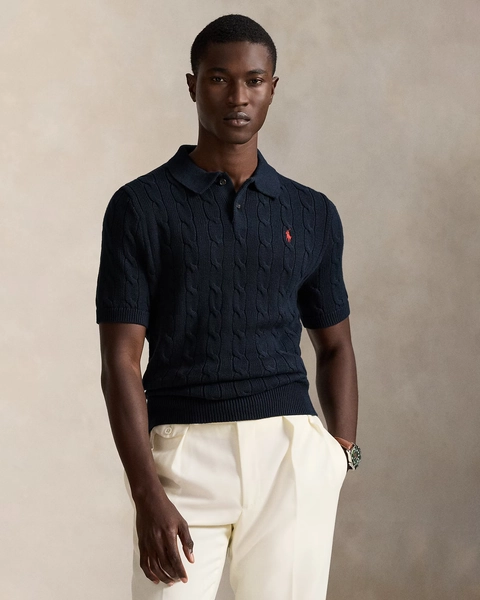 Cotton Cable-Knit Polo Sweater | Ralph Lauren