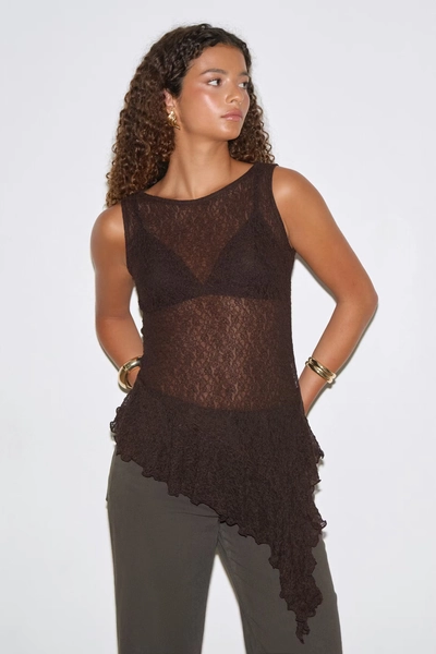 Asymmetric lace top