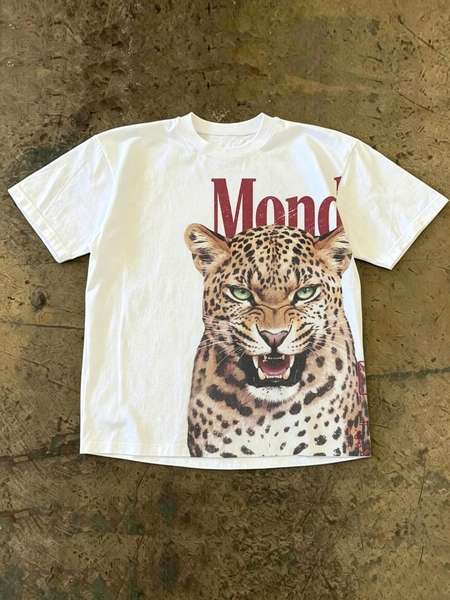 Glimmora Men's Casual Leopard & Letter Print Round Neck Short Sleeve T-Shirt, Summer