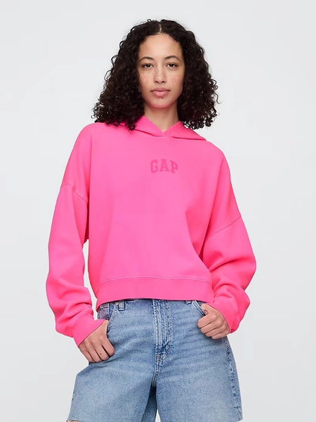 Relaxed Gap Mini-Logo Cropped Hoodie