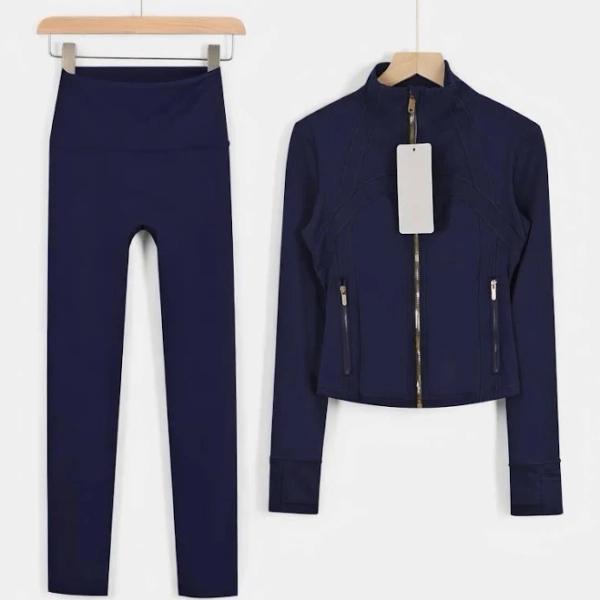 Brand New Blue Navy lululemon sets with tags, Defined cropped Jacket + leggings Size
