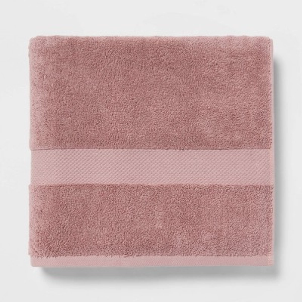 Performance Plus Bath Towel Mauve - Threshold™: Heavyweight Cotton, Fade-Resistant, OEKO-TEX Certified