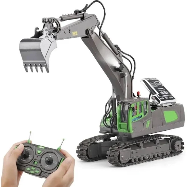 Remote Control Excavator Toy for 6-12 yr Boys Best Birthday Gifts for 6 7 8 9 10 11 Year Old Green