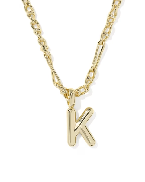 Bubble Letter K Gold Short Pendant Necklace