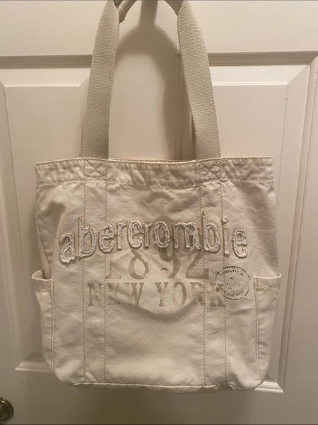 Abercrombie &amp; Fitch Off-White Canvas Tote with Logo