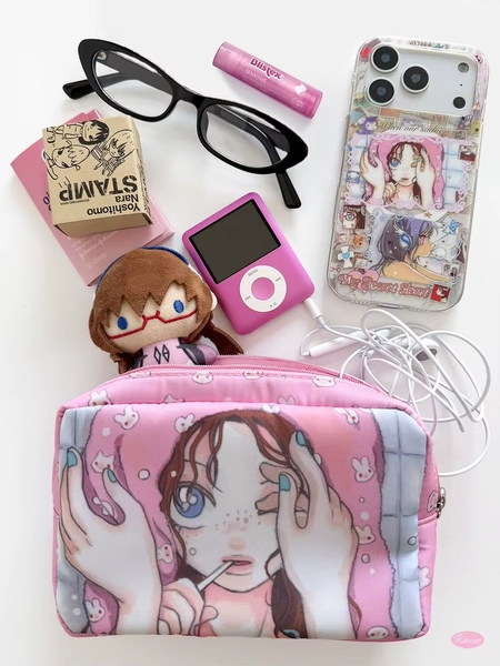 Original Design Rukawazzx X Oliwa Storage Bag Pink Retro Girl Heart Storage Bag Cartoon Printed Makeup Bag Girl Anime Periphery - AliExpress 26