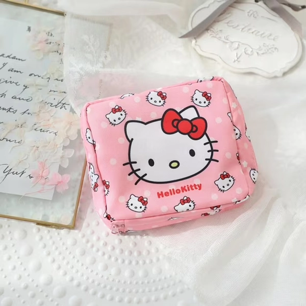 New Kawaii Sanrio Kuromi My Melody Cinnamoroll Menstrual Bag Cute Girly Heart Portable High Capacity Sanitary Napkin Storage Bag