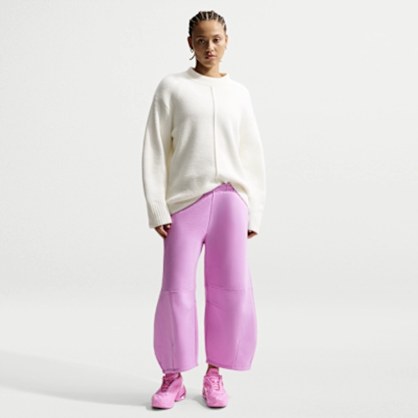 Nike Sportswear Phoenix Fleece Women's Loose Mid-Rise Barrel Pants - Light Magenta/Sail - Size XS