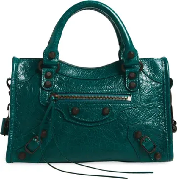 Mini Le City Crinkle Leather Top Handle Bag