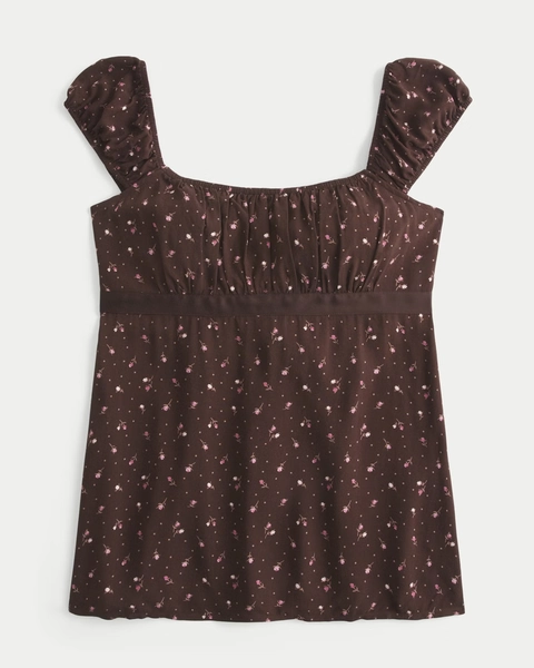 Easy Satin Tie Babydoll Top