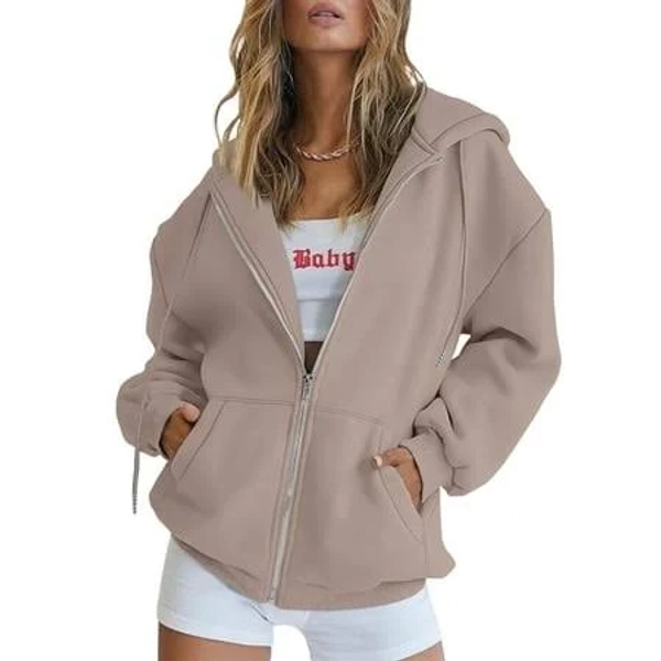 Sunbs Drawstring Zip Up Hoodies for Women Fall Cute Jacket Oversized Casual Sweatshirts with Pocket