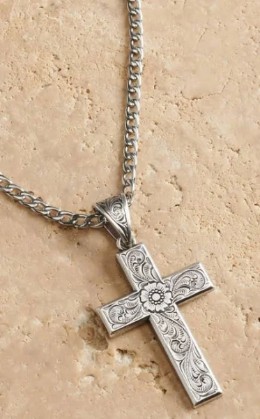Twister Men's Silver Cross Necklace