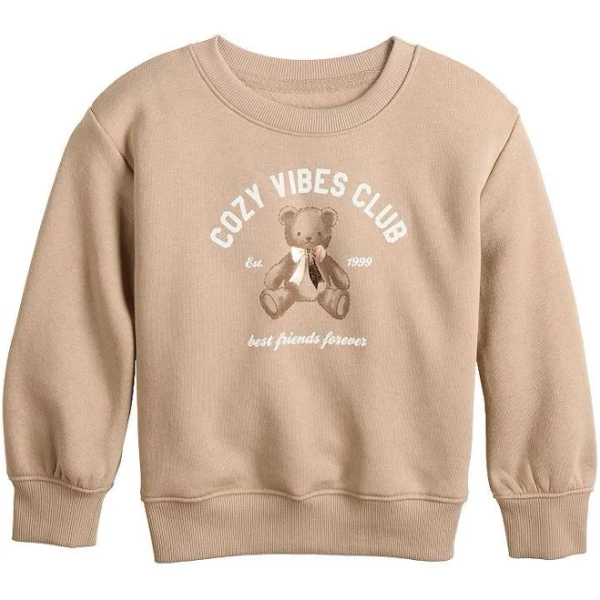 Girls 4-12 Jumping Beans Core Fleece Crew Sweatshirt, Girl's, Bear Friends Brown