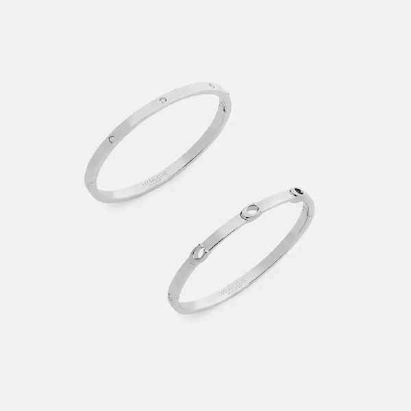 Silver Signature Bangle Set