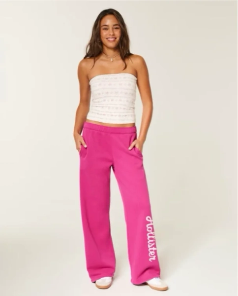 Hollister Feel Good Wide-Leg Logo Graphic Sweatpants