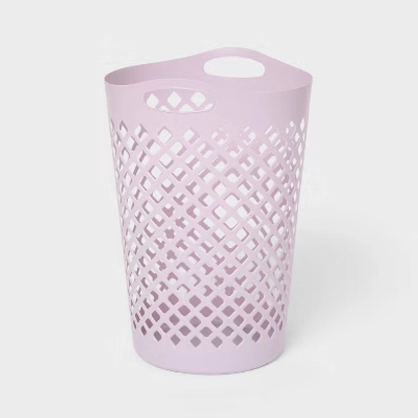 2.2bu Flexible Laundry Hamper Lavender - Brightroom™: Tall Plastic Clothes Hamper with Built-In Handles, Diamond Pattern
