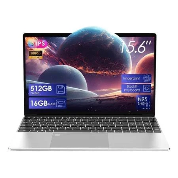 2025 Thin Laptop Computer 15.6 inch, Intel N95 (up to3.4GHz),16GB Ddr4 Ram,512gb Ssd, Fingerprint Unlock,Backlit Keyboard,Lightweight Laptop for Play